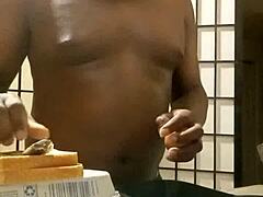 She cooks with bananas and big black cock in kitchen