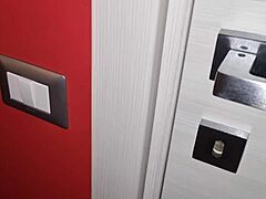 guy jerks huge cock on toilet while stepmom fucks cuckold nearby