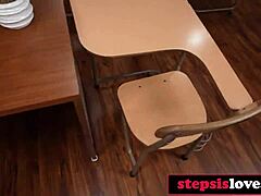Teacher Joins Step-Siblings' Classroom Blowjob Threesome Fun