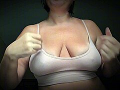 chubby cougar's huge saggy tits bounce wildly
