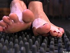 blonde slave bound choked whipped in bizarre bdsm bondage