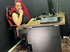 secretary: almost caught riding huge bbc dildo at the office??