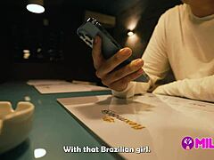 Brazillian big ass secretary pays with hardcore sofa fuck