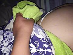 chubby latina stepmom lies horny on my bed waiting