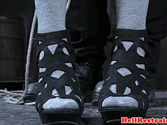 restrained sub's nipples whipped hard by maledom closeup