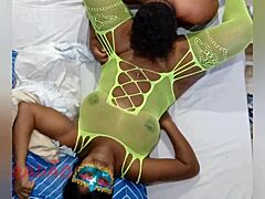 Fat Latina prostitute squirts hard during ripped clothes oral massage