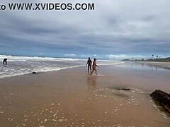 cute latina teen takes cum bath after nudist beach fuck