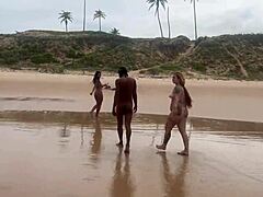 cute latina teen takes cum bath after nudist beach fuck