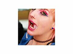 Victoria Greene sucks huge cocks until uniform's cum-drenched at milking table!