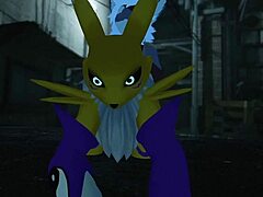 Renamon takes hard outdoor public railing