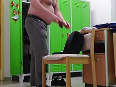 german office voyeur spies legs in socks stripping sexy tease