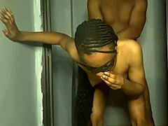 Freaky petite ebony stepsis screams on black cock