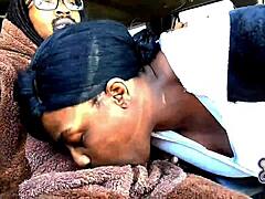 ebony milf in bear suit swallows big black cock in car