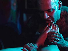 latina goddess chokes sub with feet while he worships wet pussy