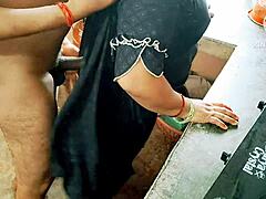 desi wife bent over kitchen for neighbor's big cock deepthroat doggystyle pounding