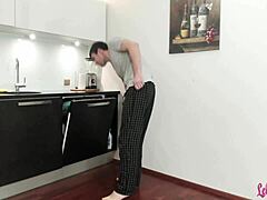 Plumber bends sexy housewife over for rough pussy fuck cum in mouth