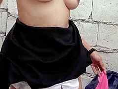 damn this sexy pinay teen 18+ cutie rides her dildo solo at the construction site so hot