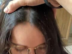 Nerdy Big Tits Brunette Deepthroats Wellington Prado's Huge Cock Mirror POV!