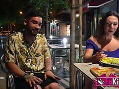 Serezade Monroe flashes big tits then takes first rough anal on outdoor tour cowgirl doggystyle