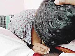 desi wife slurps cock with dirty telugu talk squeezing her juicy boobs