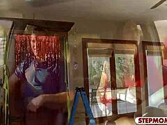 Milf and teen pussies gift bday boy in wild threesome surprise