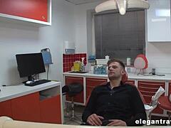 Milf Anna Polina spreads shaved pussy for dentist's deep cock fuck!