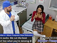 doctor tampa shames ebony cheerleader solana in deep exam