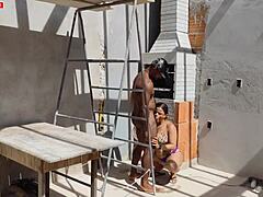 Churrasqueira Girl Takes Full Sausage Deep in Her Tight Ass