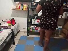 mama chubby bbw cleans room with her fat curvy latina ass