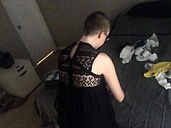 Hey bald girl folds laundry naked ignoring your voyeur stare!