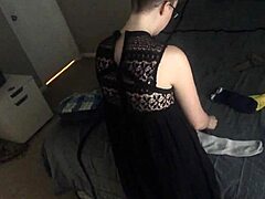 Hey bald girl folds laundry naked ignoring your voyeur stare!