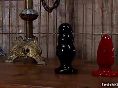 Ebony slave bound: acrylic toy stretches ass then massive fisting bdsm domination 😈🔥