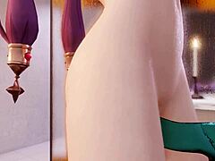 Mona Toys Her Long Hair Pussy with Slime Dildo in Bathroom Solo Session