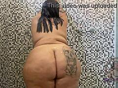 BBW Mary Jhuana Tests Huge Dildo Deep in Her Fat Ass on Webcam