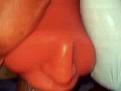 college girl throats huge toy in stockings like a nasty slave