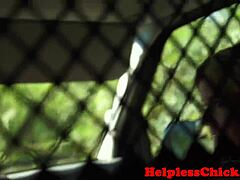 Stranded petite teen 18+ submits to rough domination and facial in van