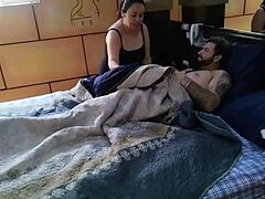 mom catches stepson jerking to porn and rides his cock hard!