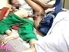 desi stepson sneaks peek at stepmom's chut then fucks her hard?