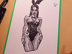 Quick marker sketch of hot athletic latina in sexy latex