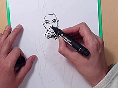 Quick marker sketch of hot athletic latina in sexy latex