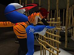 blue vixen surrenders to intense furry latex play in intriguing twist