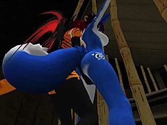 blue vixen surrenders to intense furry latex play in intriguing twist