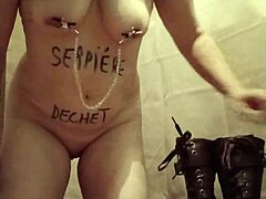 milf slave licks boots bent over in homemade bdsm