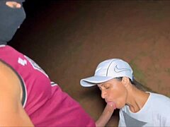 hot brazilian wife sneaks out at night for soldier fun