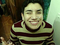 Watch her take that old school pov facial cumshot up close