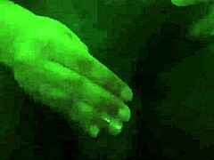 wife sneaks quick teasing handjob on his throbbing cock