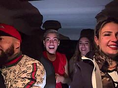 uber babe grabs lesbian couple at airport for car orgy 🔥👅💦