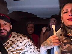 uber babe grabs lesbian couple at airport for car orgy 🔥👅💦