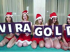 lazy new year's eve turns into wild 5-on-1 orgy cum on ass