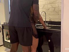 he comes from gym finds me in kitchen rams my pussy doggy style